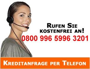 Kredit-Telefon 0800 996 5996 3201 gebührenfrei - auch schufafrei